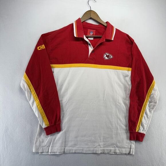 Vintage Kansas City Chiefs Rugby Shirt Men's XL Red White Embroidered Logo y2k - Picture 1 of 12